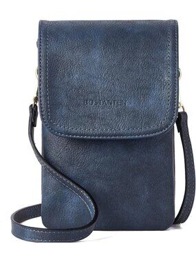 BOSTANTEN Women's Bag Navy Vegan Leather Crossbody Cell Phone Bag Wallet Purses